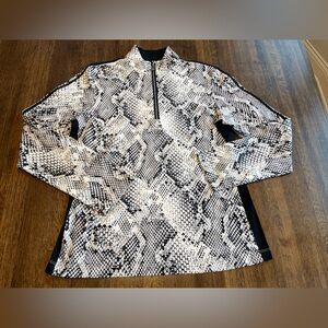 Tail 1/4 Zip Black Gray White Snake Skin Pattern - Size Medium